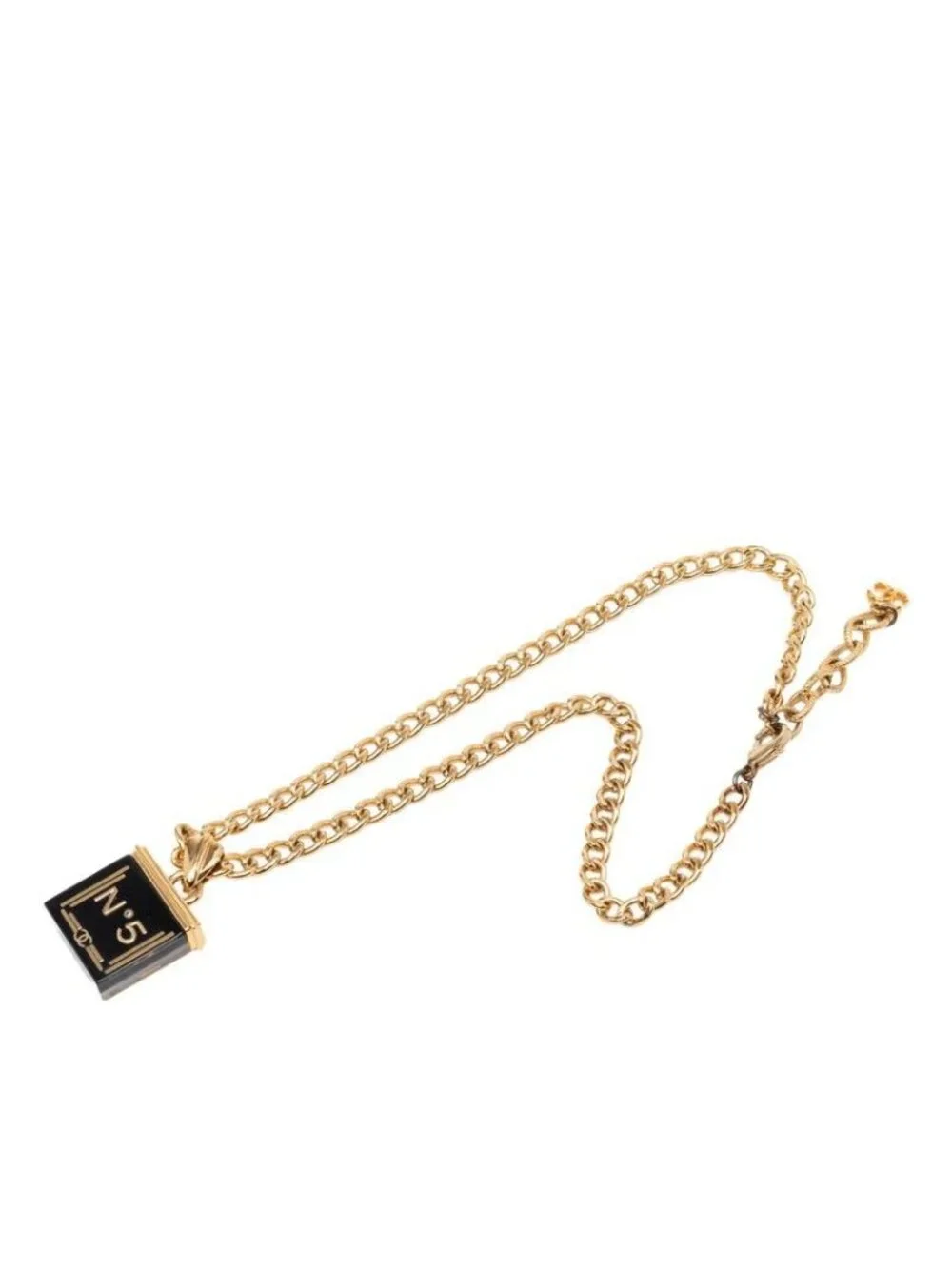 Chanel CC Logo Chain Necklace Gold Black Plated Resin